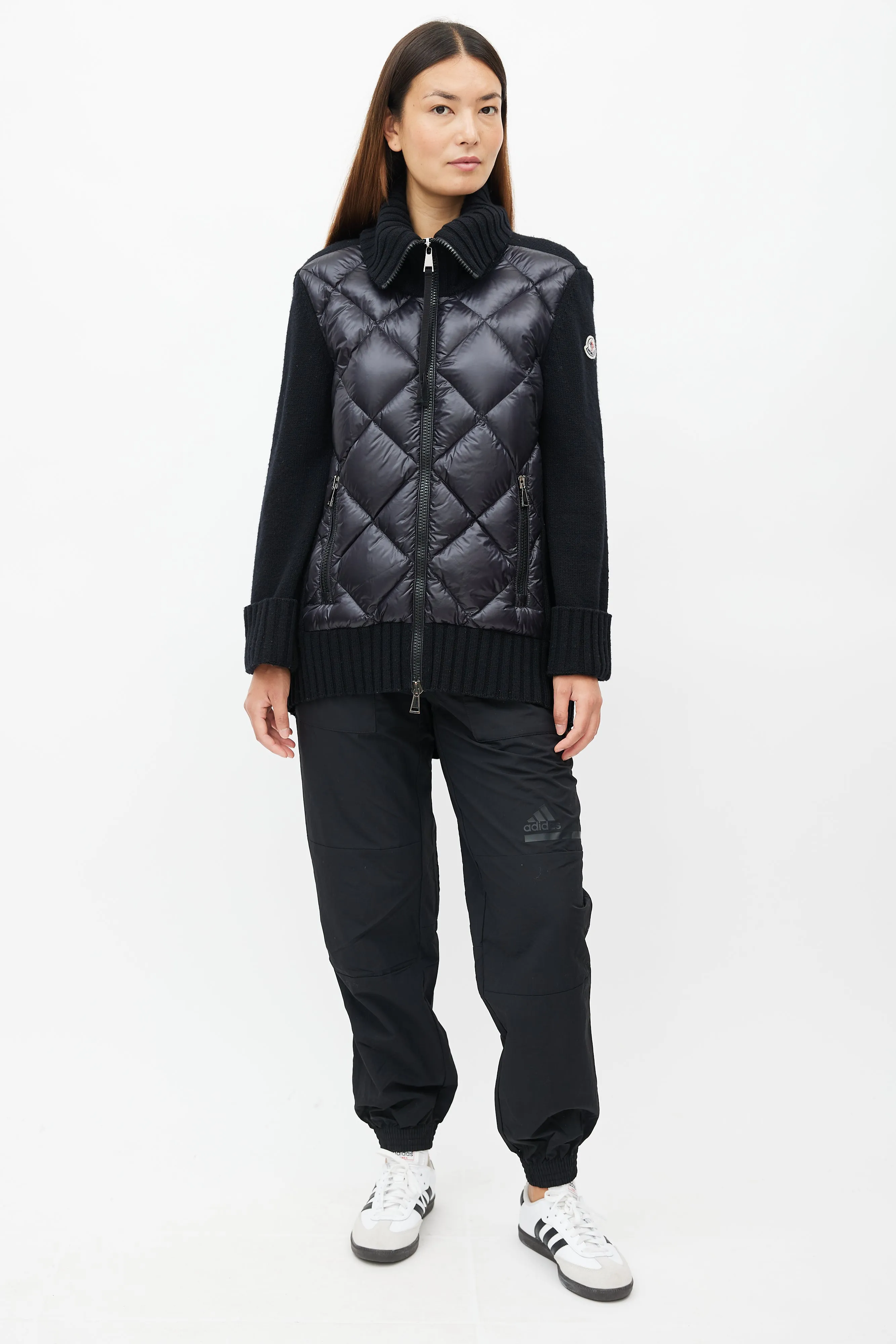 Black Knit Quilted Down Jacket