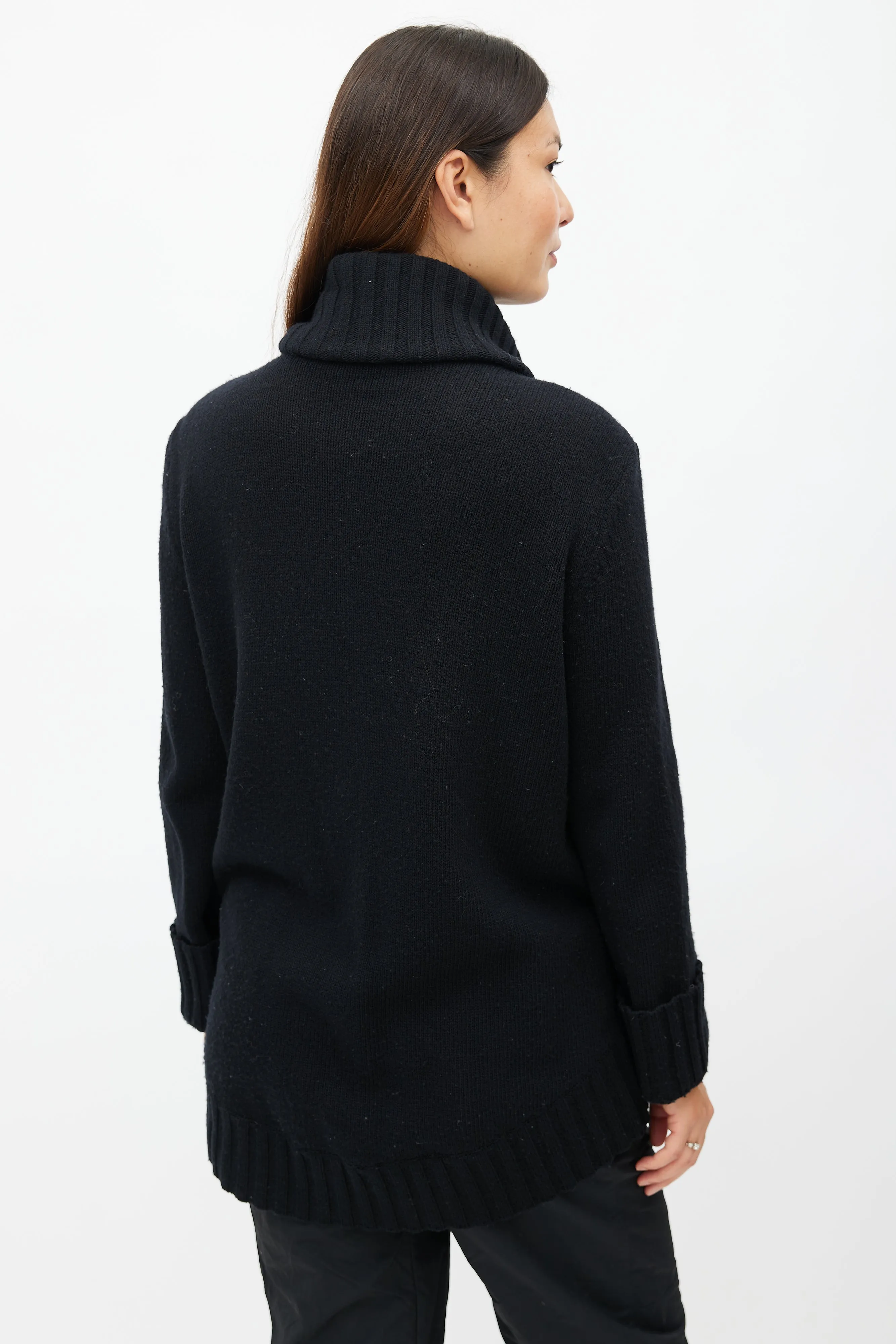Black Knit Quilted Down Jacket