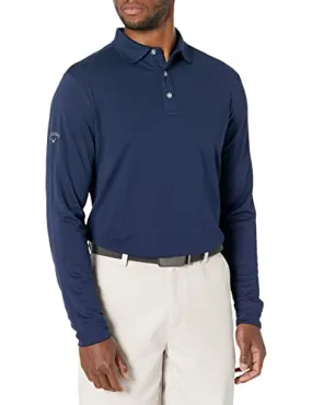 Callaway Men's Opti-Dri Long Sleeve Polo Shirt, Uv Block Sun Protection, Performance Shirts For Men, Classic Fit, Extended Sizing (Sizes Xs-4Xl), Peacoat, X-Large