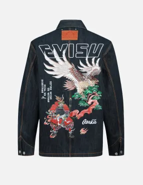 Eagle and Samurai Embroidery Retro Denim Jacket
