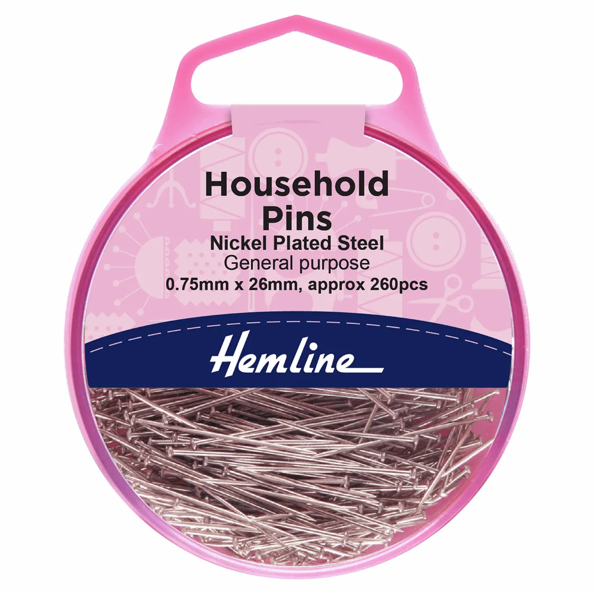 General Purpose Household Pins - Nickel 26mm (260 Pieces)