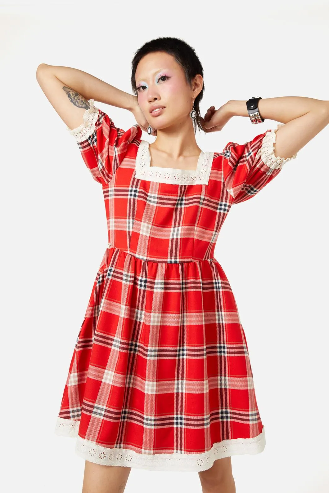 Queen Of Cats Tartan Dress
