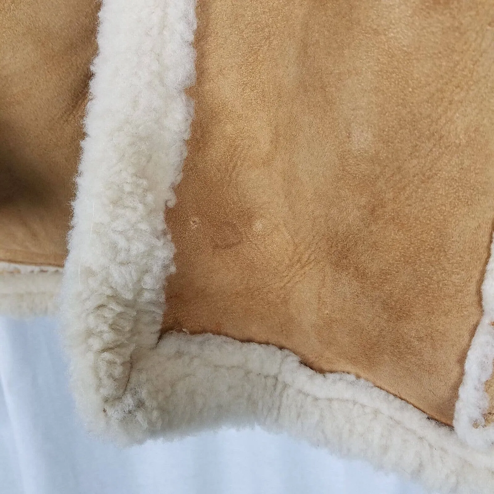 Vintage Sears The Leather Shop Shearling Suede Western Peacoat Mens 44 Tall USA