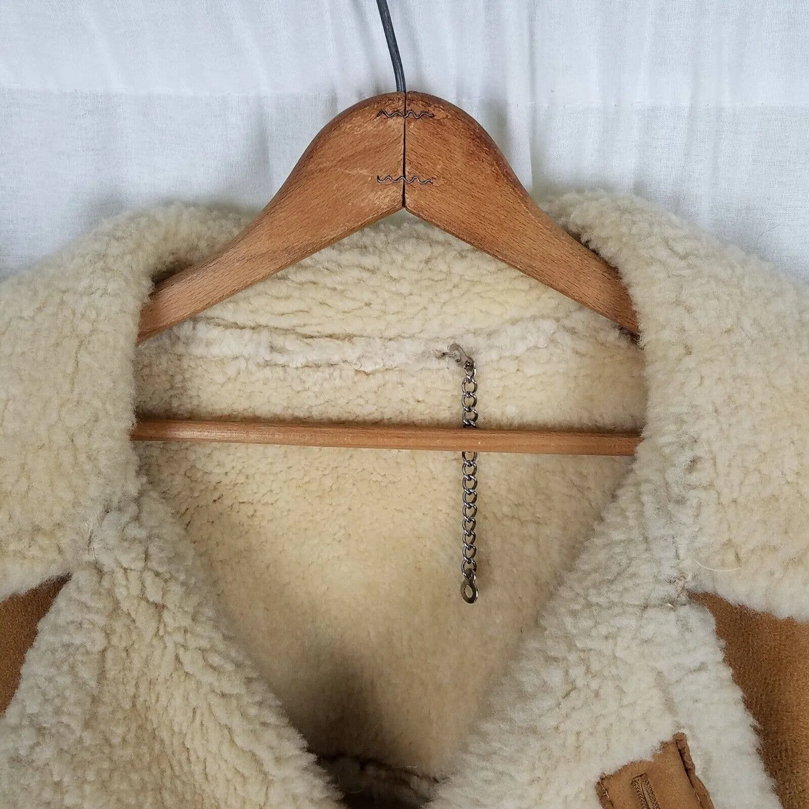 Vintage Sears The Leather Shop Shearling Suede Western Peacoat Mens 44 Tall USA